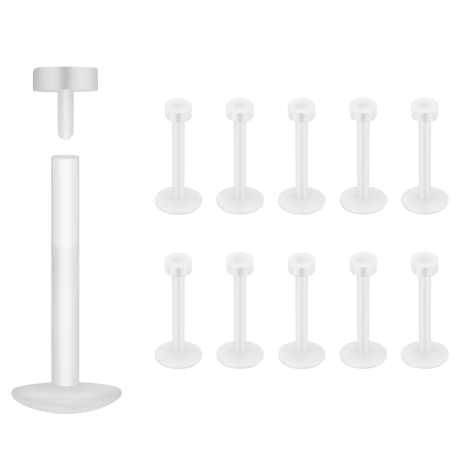 10-100PCS Silicone Push In Labret Lip Ring Flat Ear Helix Earring Retainer 16G