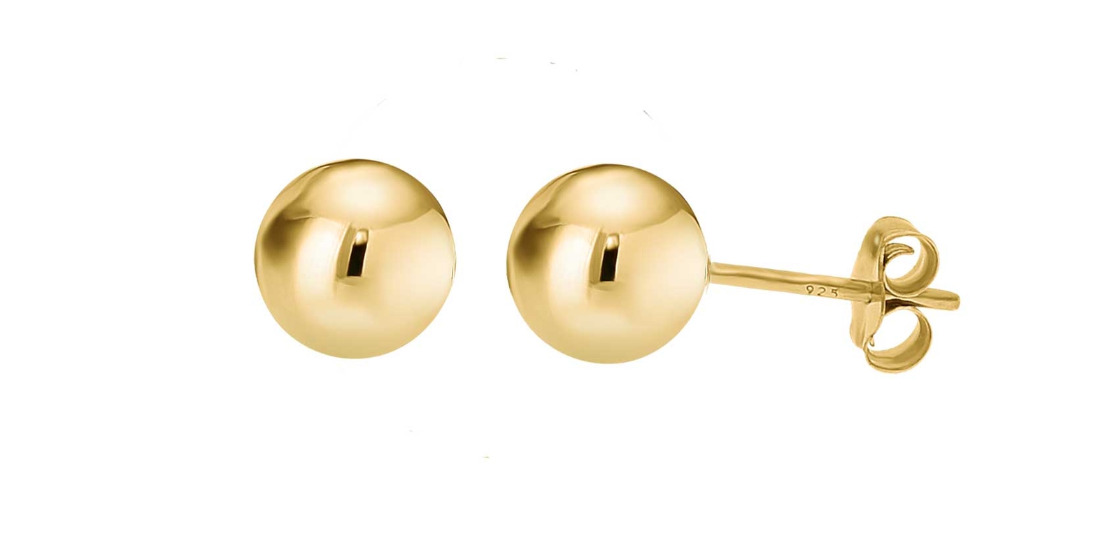 14k Gold Plated Sterling Silver Ball Bead Stud Earrings