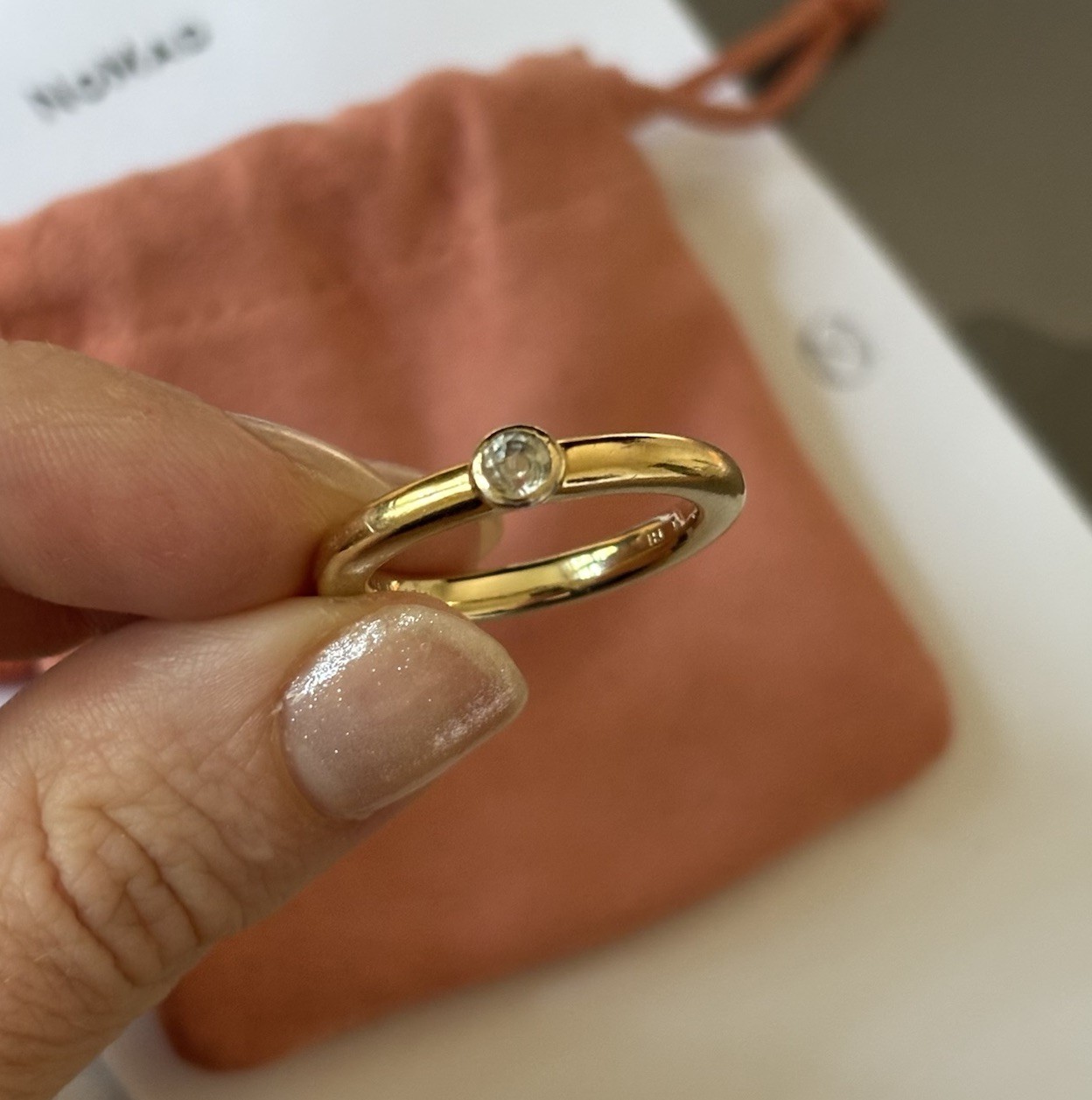 Mejuri Solo Diamond Ring Yellow Gold 14k Solitaire Bezel Stackable Band 8 ($268)