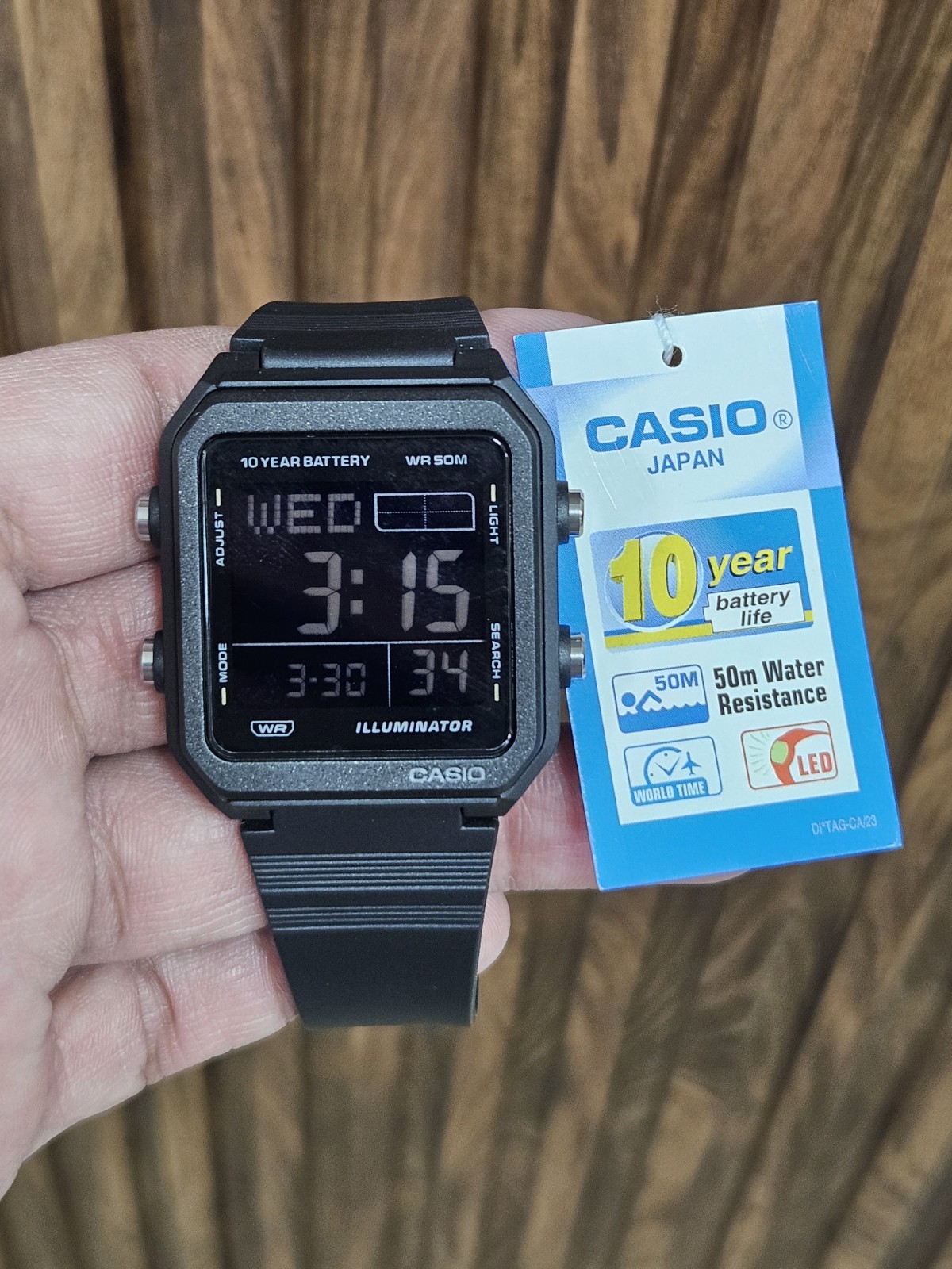 Casio W-221H-1BVDF Black Digital Watch 50M WR 10 Year Battery NEW