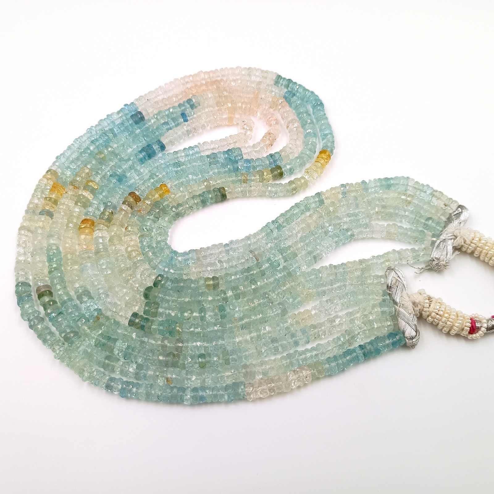 Aquamarine Saded Faceted Gemstone 20 Inch Beads Single Strand Necklace gifts,