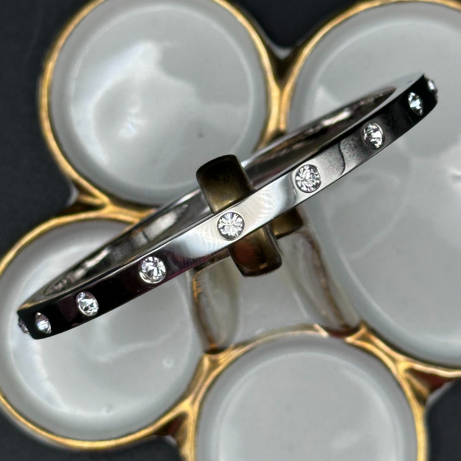 Coast Silver‑Tone Bangle – Bezel‑Set Crystal Accents