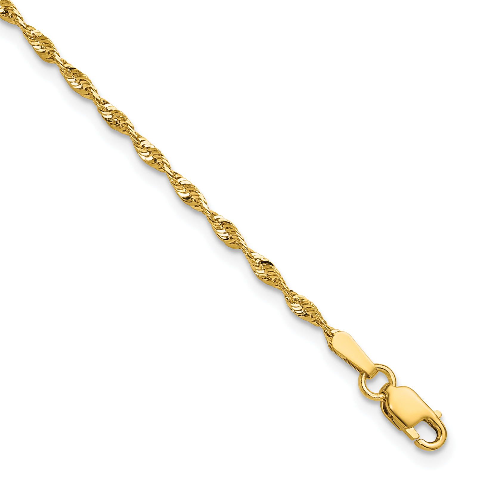 10k 1.8mm Extra-Light D/C Rope Chain Anklet 10EX014
