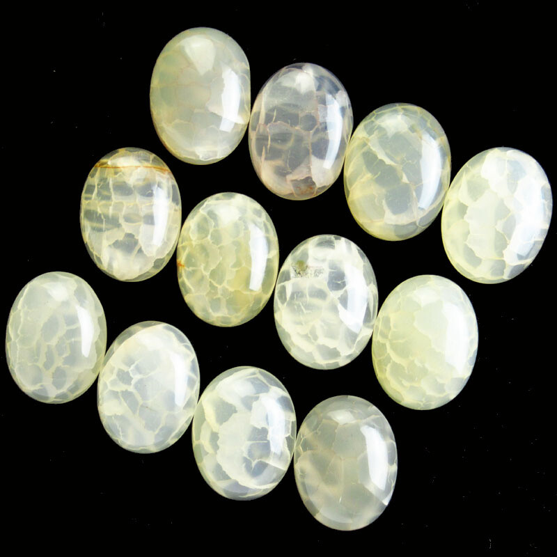 12Pcs 20x15x6mm Gray Dragon Veins Agate Oval Cab Cabochon L0119303