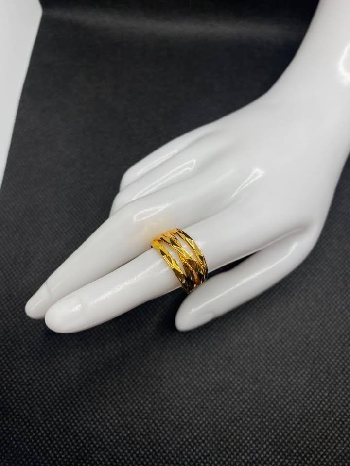 Gold Ring Statement Multi Layer Band Rings Size 7 Women Fashion Jewelry Gift