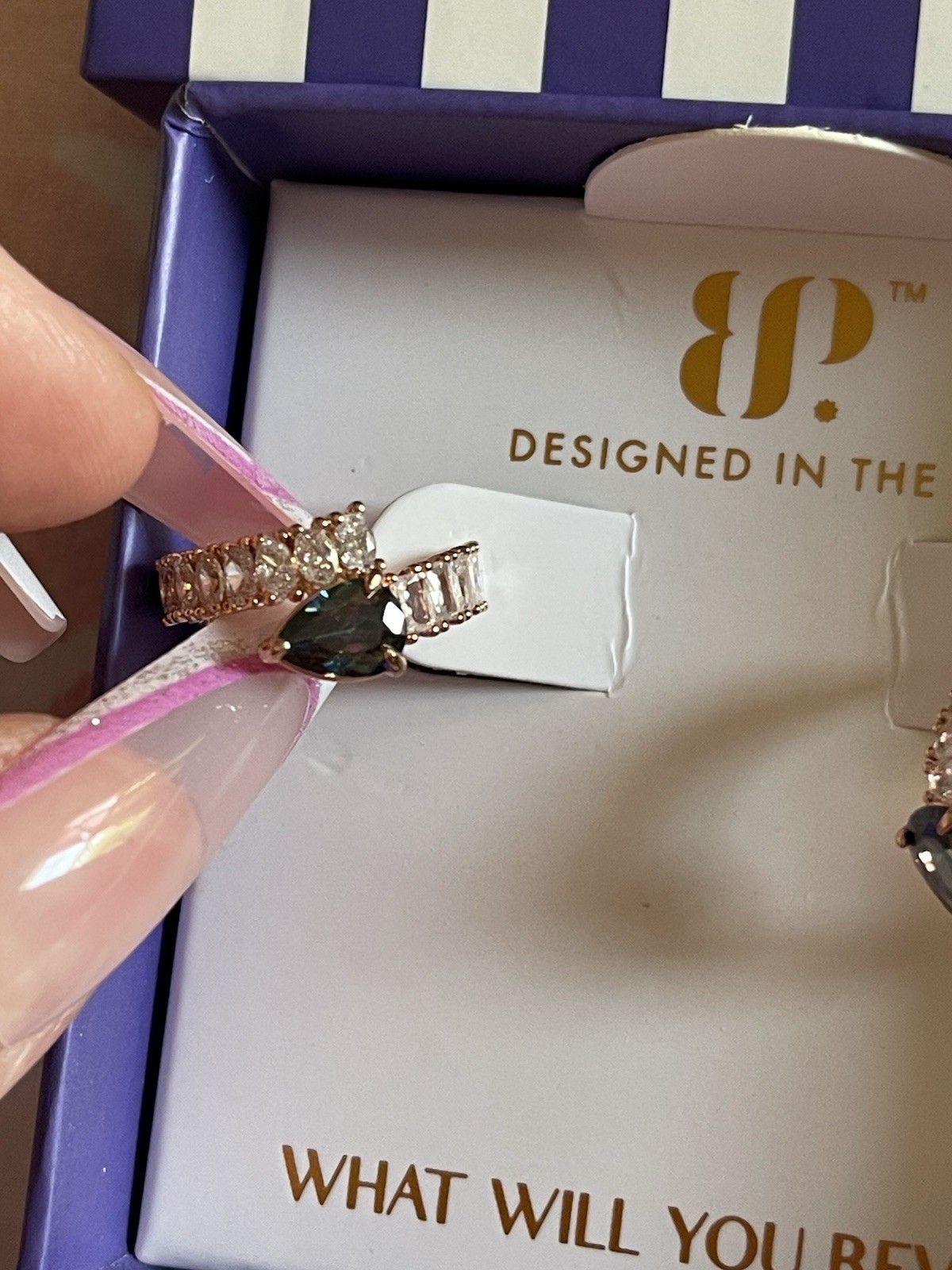 Bomb Party BP June 2026 Alexandrite Rose Gold Hoops Midnight Teardrops Earrings