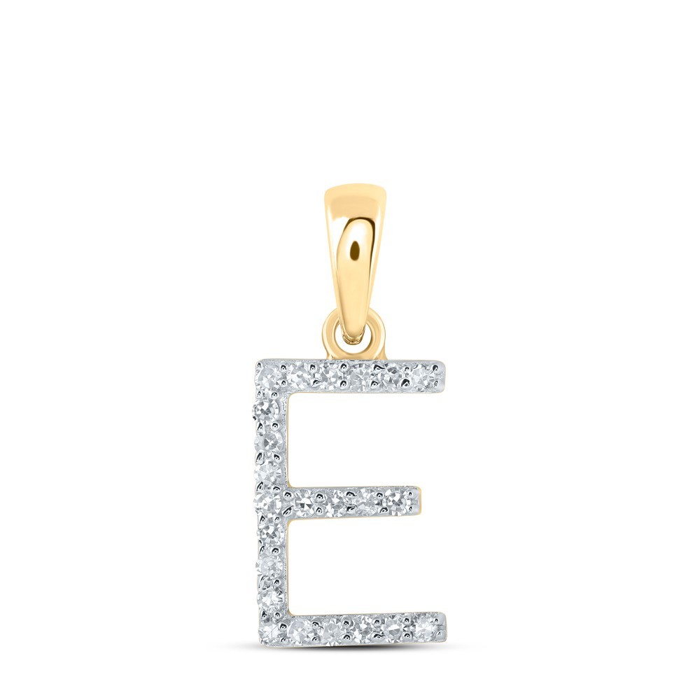 10k Yellow Gold 0.09CTW Natural Diamond Initial “E” Charm 0.55g Letter Pendant