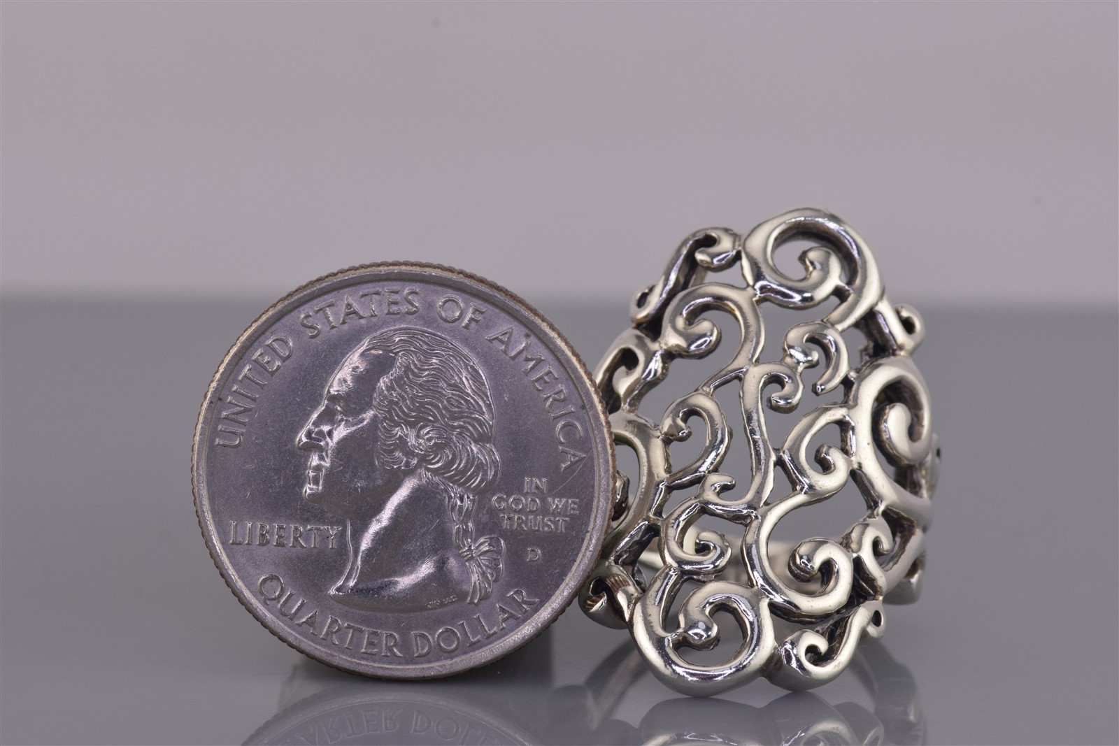 Sterling Silver 30mm Open Swirled Scrolling Band Ring 9g 925 Sz: 6