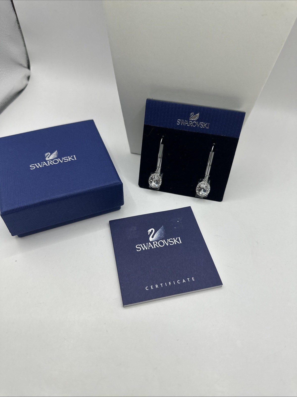 Swarovski Dangle Drop Earrings 2” Crystal Rhodium Plated Still Wrapped NIB