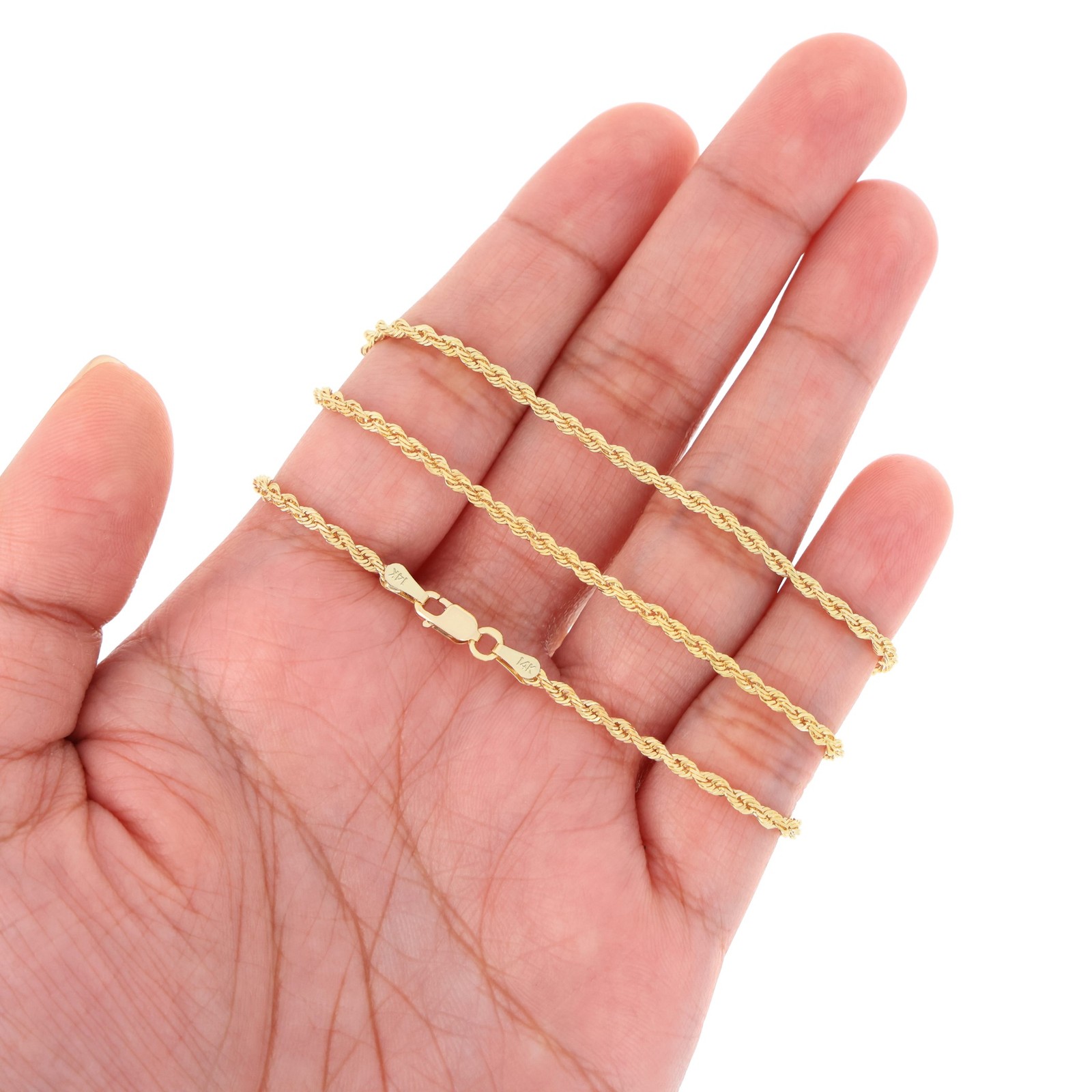 14K Yellow Gold 2mm-10mm D/C Rope Chain Bracelet Mens Women 7″ 7.5″ 8″ 8.5″ 9″