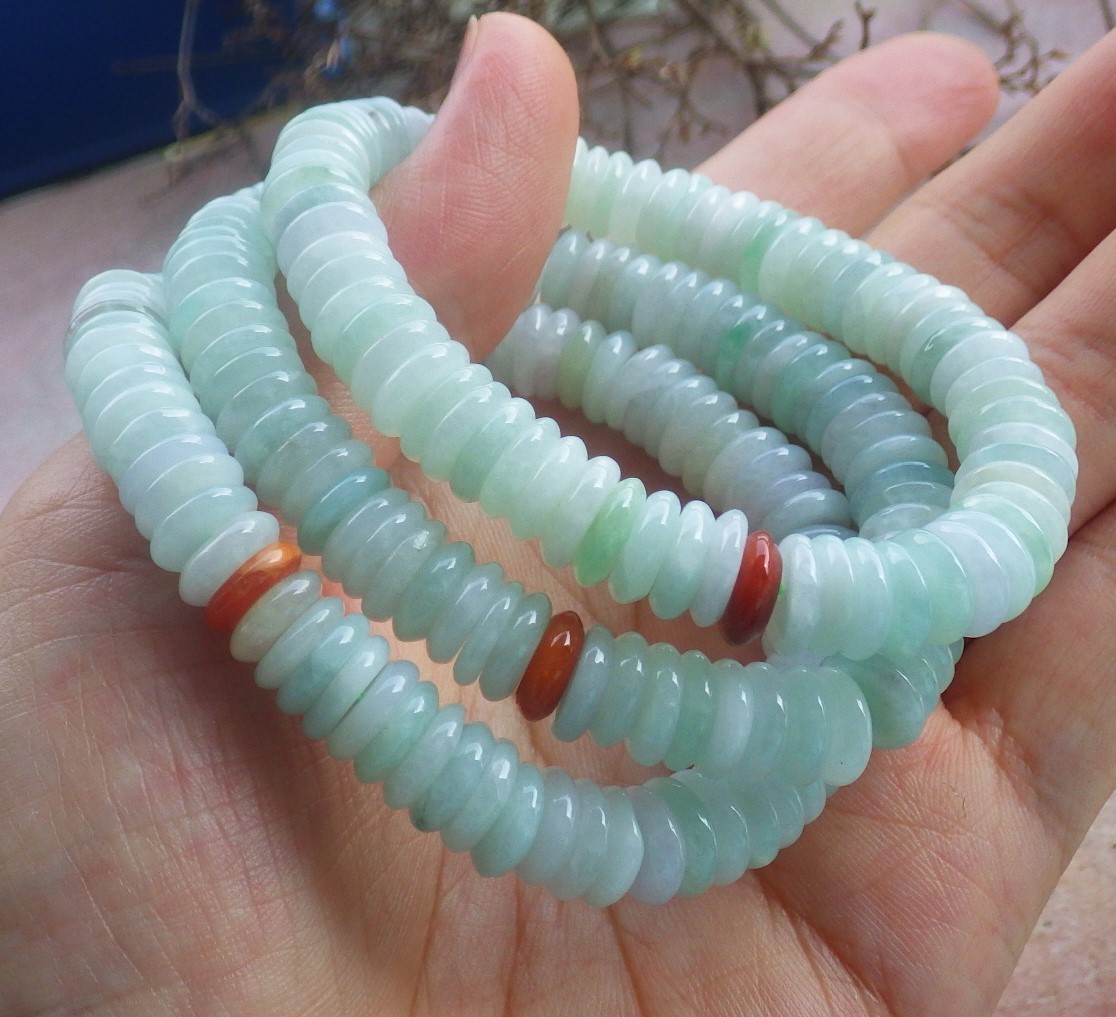 1 piece Green 100% A JADE Jadeite Bead Beads Bangle Circe Bracelet 6.5 in 708579