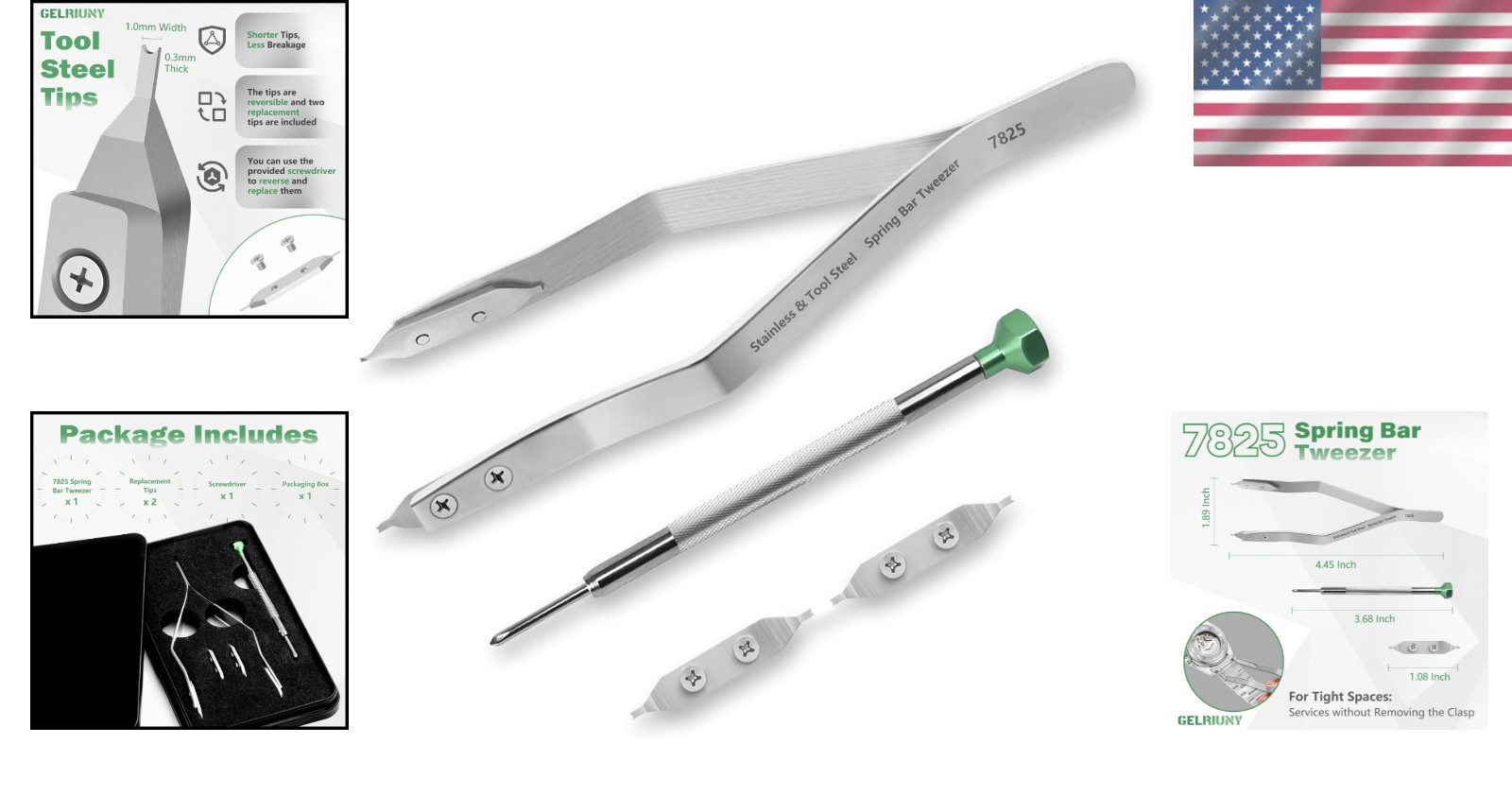 Lightweight Professional Spring Bar Tweezers – 4 Working Ends for Watchmakers
