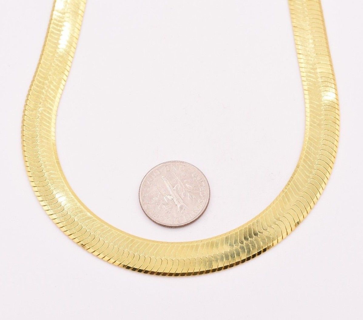 9mm Flexible Herringbone Chain Necklace 14K Yellow Gold-Plated Sterling Silver