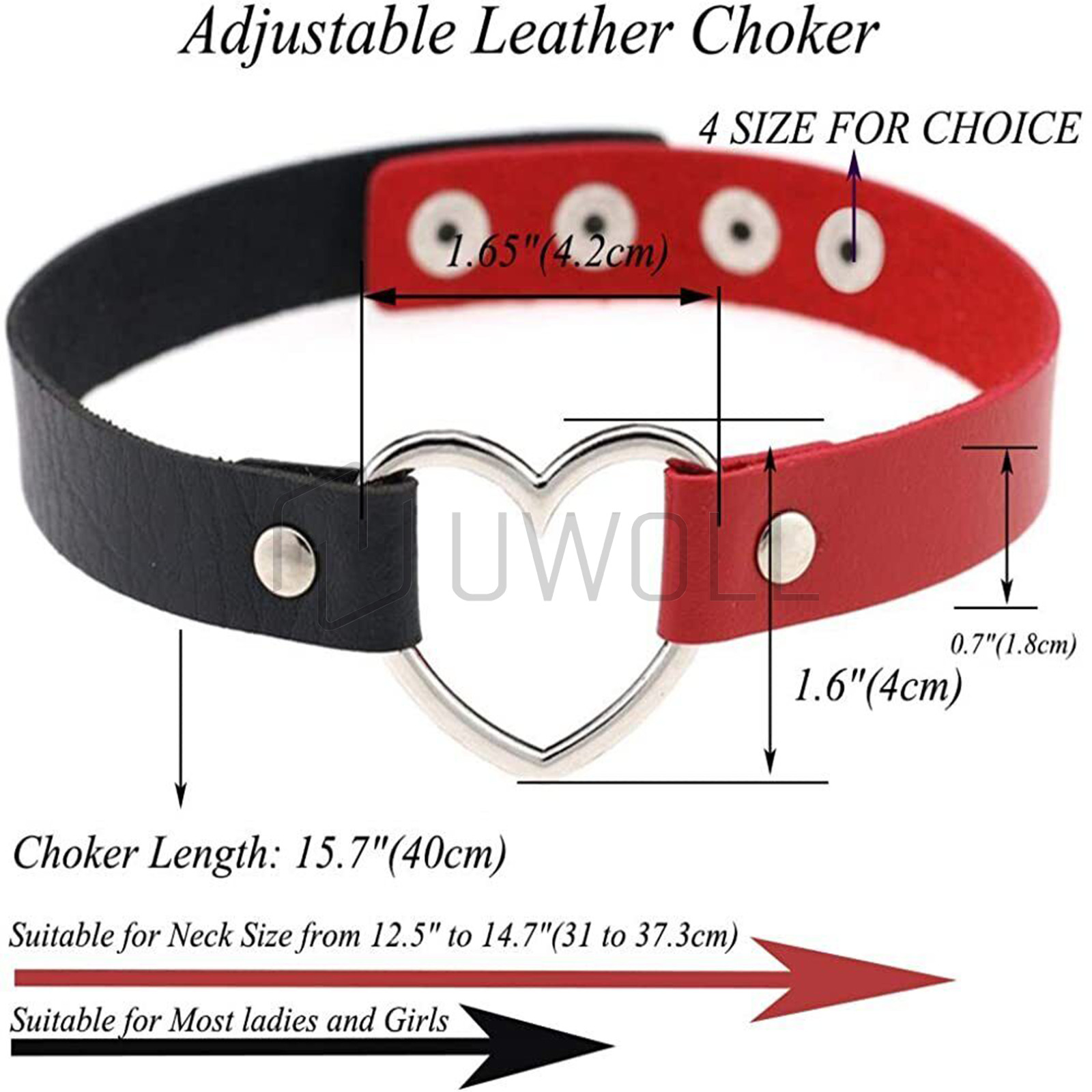 Leather Choker Necklace Adjustable Heart Chain Neck Collar Gothic Punk Gift