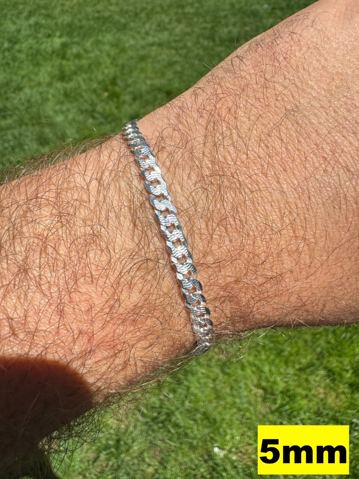 Real Solid 925 Silver Flat Diamond Cut Curb Cuban Link Bracelet 4-8mm