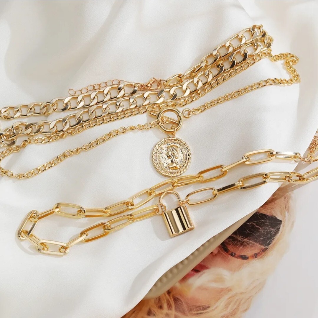 Chunky Multi-Layer Necklace Trendy Pendants Choker Women Fashion Jewelry 98-3