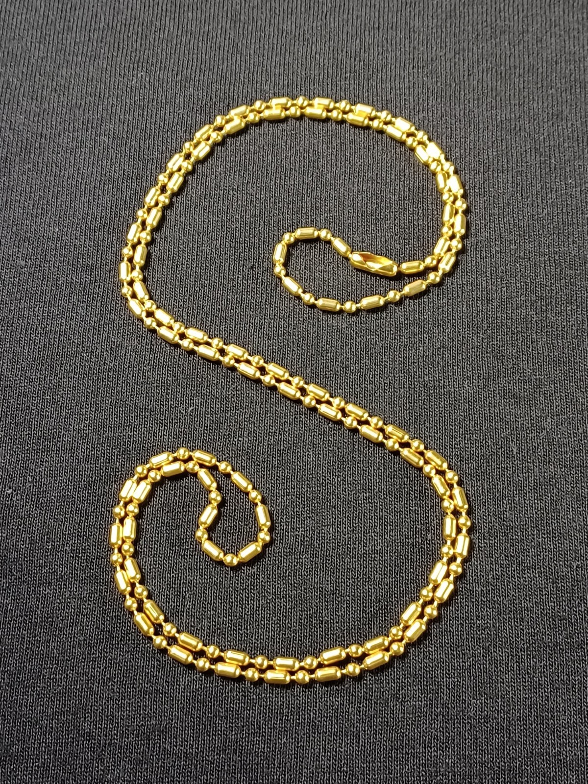Brass 2.4mm Bar & Ball Bead Military Type Dog Tag Chain Necklace USAMade