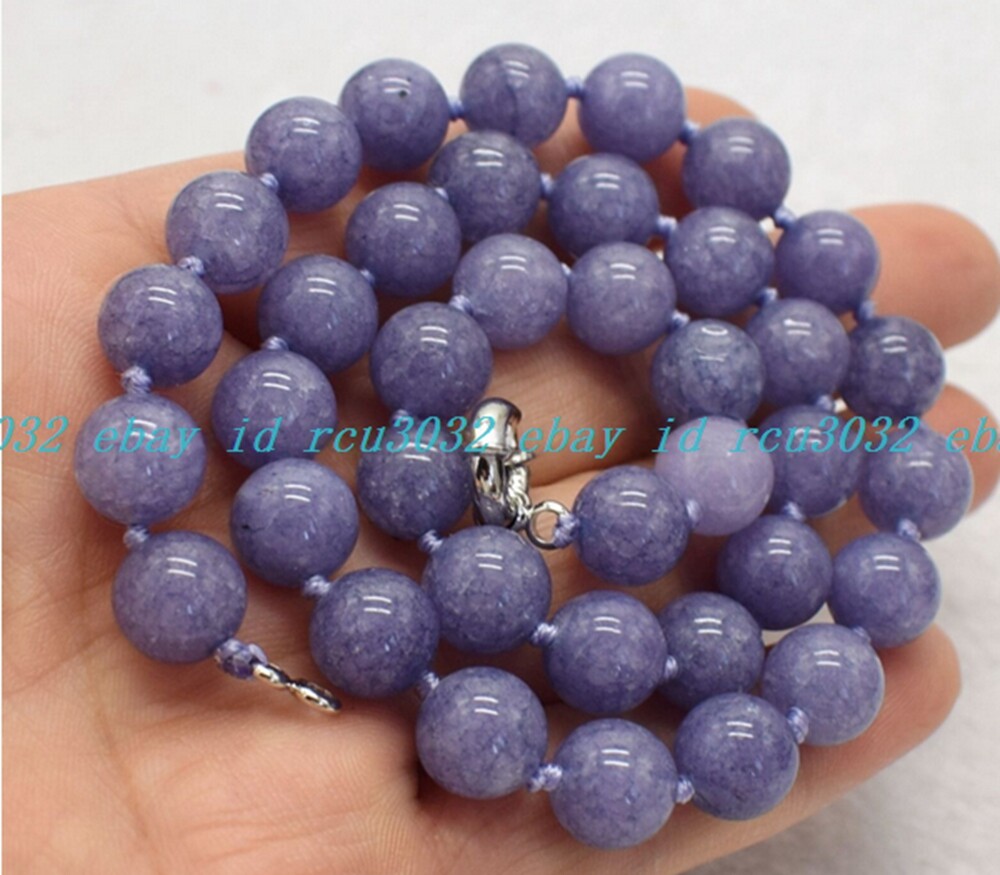 Pretty 6/8/10/12mm Natural Lavender Chalcedony Round Beads Gems Necklace 16-36″