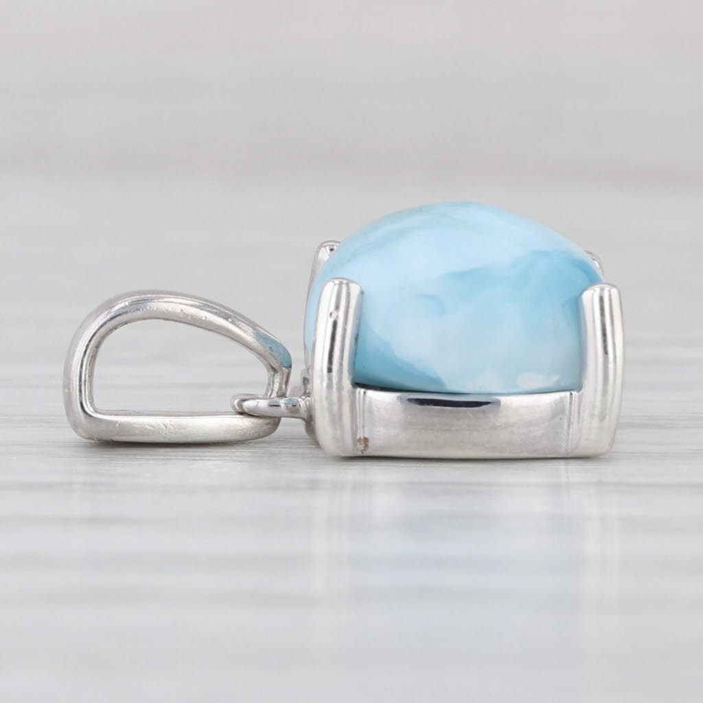 Natural Larimar Oval Gemstone 925 Sterling Silver Handmade Pendant