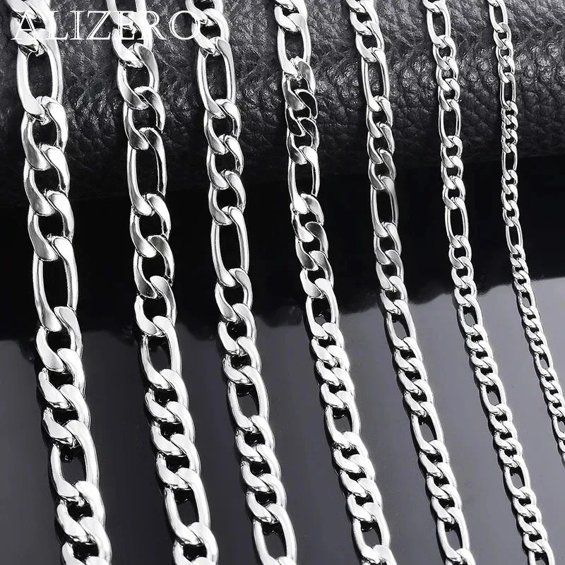 Men’s 925 Sterling Silver Necklace 2/4/6/8/10/12MM 40-75cm Figaro Chain