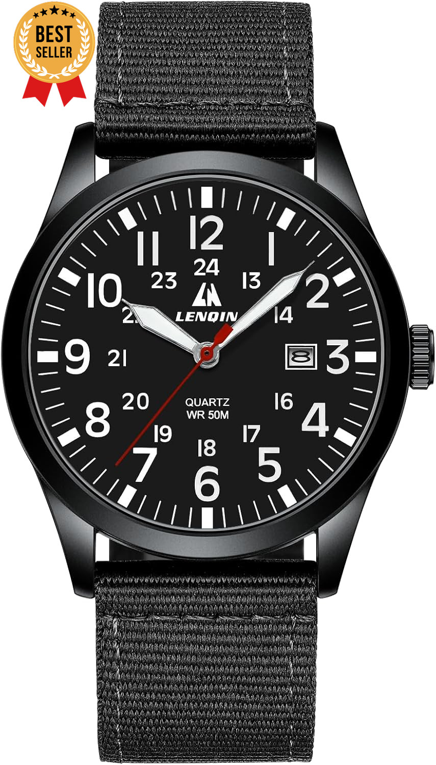 Men’s Military Sport Watch Nylon Strap Luminous Analog Quartz Waterproof Casual