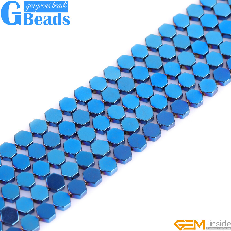 Assorted Shapes Blue Metallic Coated Hematite Reflection Beads Free Shipping 15″
