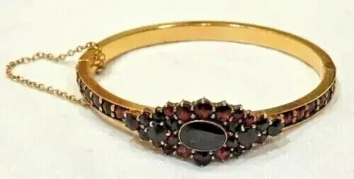 5.50Ct Oval Cut Lab-Created Garnet Women Bangle Bracelet 14K Yellow Gold Plated