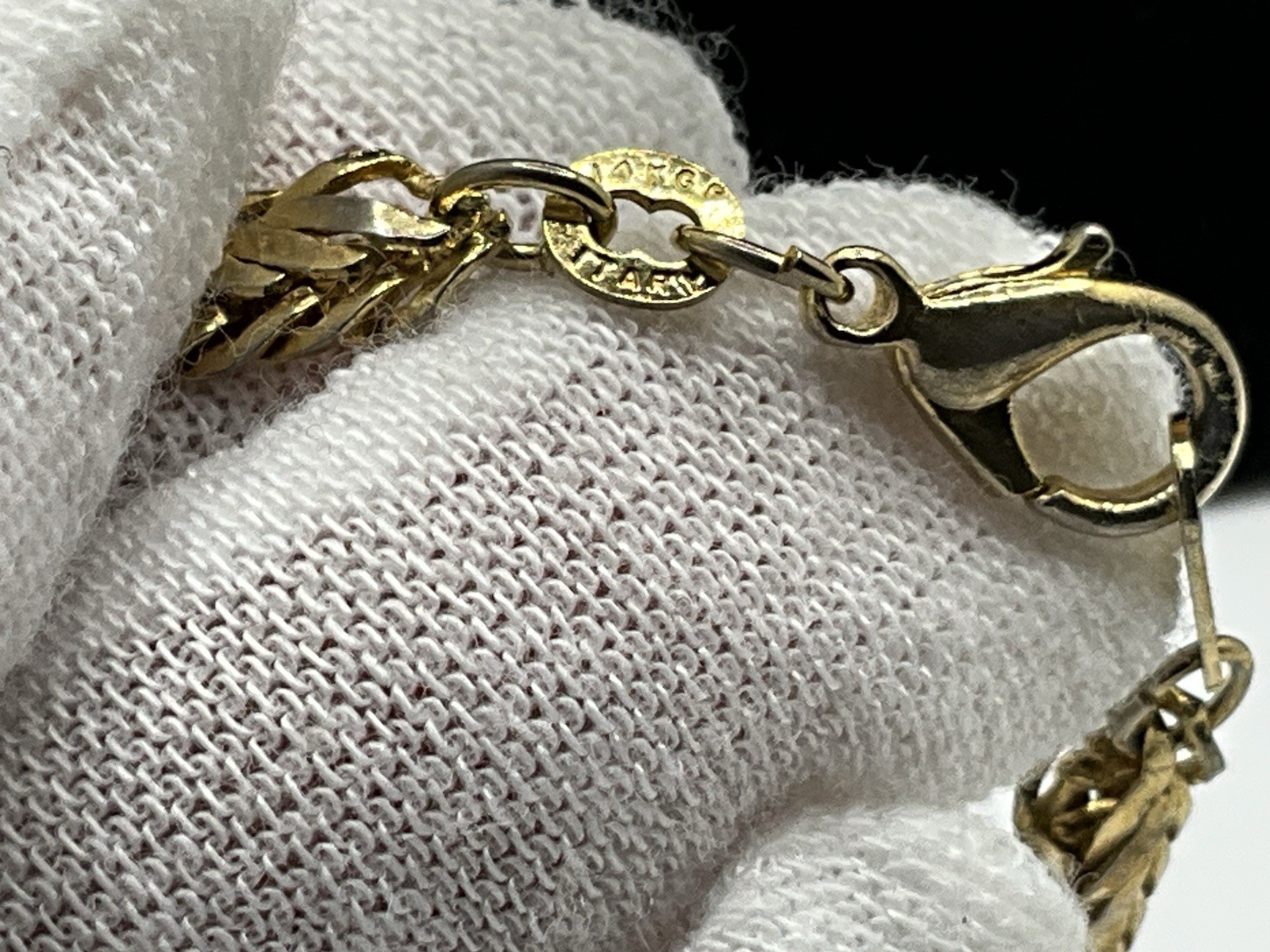 14K GP ITARY Wheat Chain Necklace 18.5 “ Lobster Claw 1/4” Wide Stamped VTG