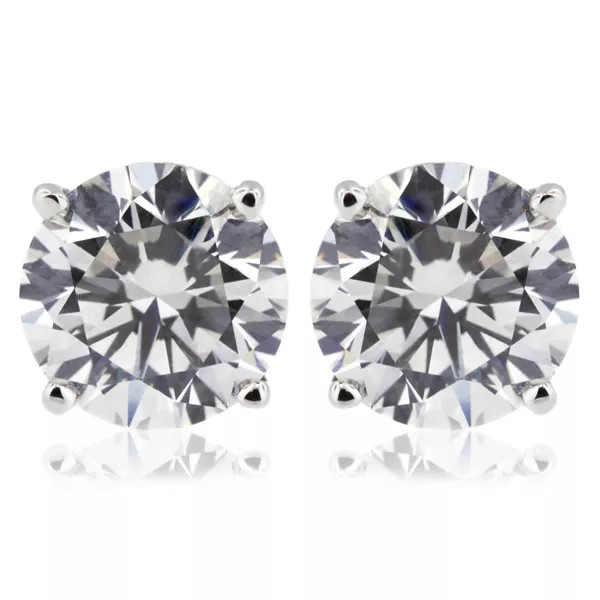 Stud Earrings Solid 14K White Gold Classic 0.50 CT Round Natural Diamond G VS2