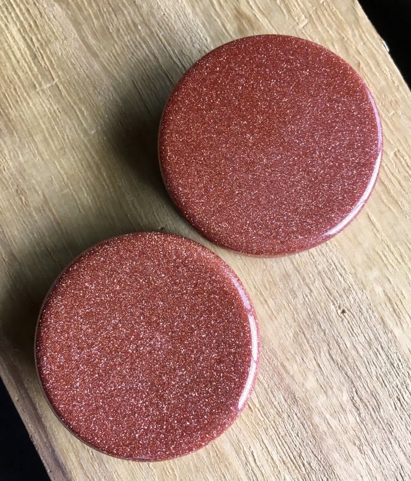PAIR Gold Sandstone Organic Stone Plugs Gauges – 8g (3mm) up to 38mm (1.5″)