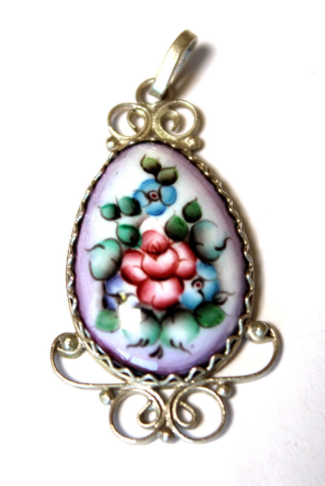 Vintage Unique Enamel Hand Painted Russia Finift Jewelry Pendant 5 Variation #78