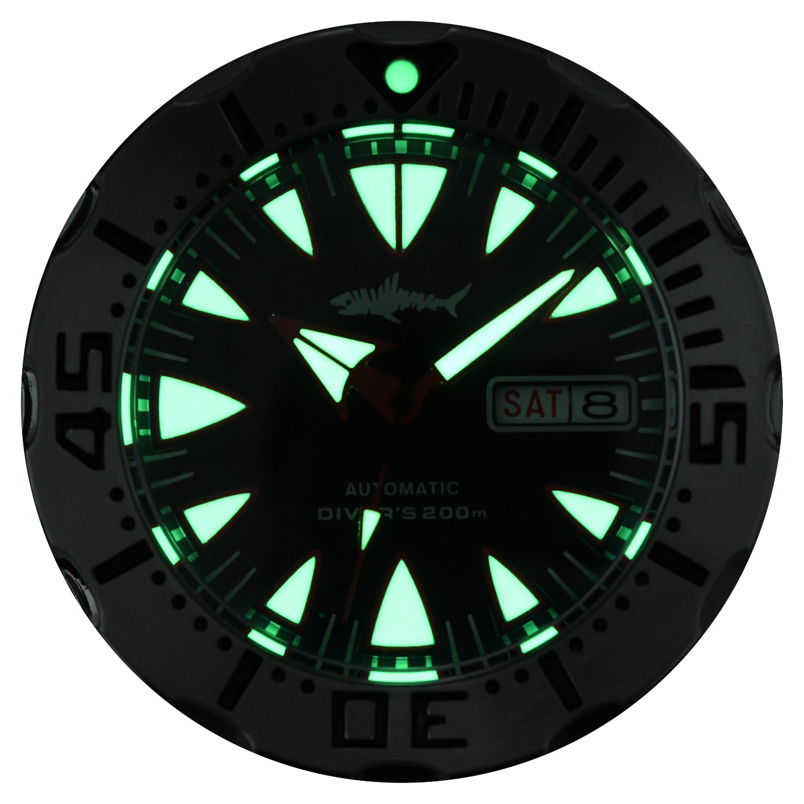 Heimdallr Ocean Monster NH36A Day Date Automatic 200M Diver Watch C3 316L Sharky