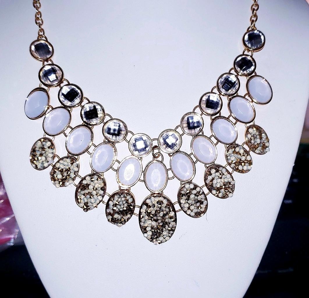 NY & Company Gold-Tone Crystal Bib Statement Necklace!