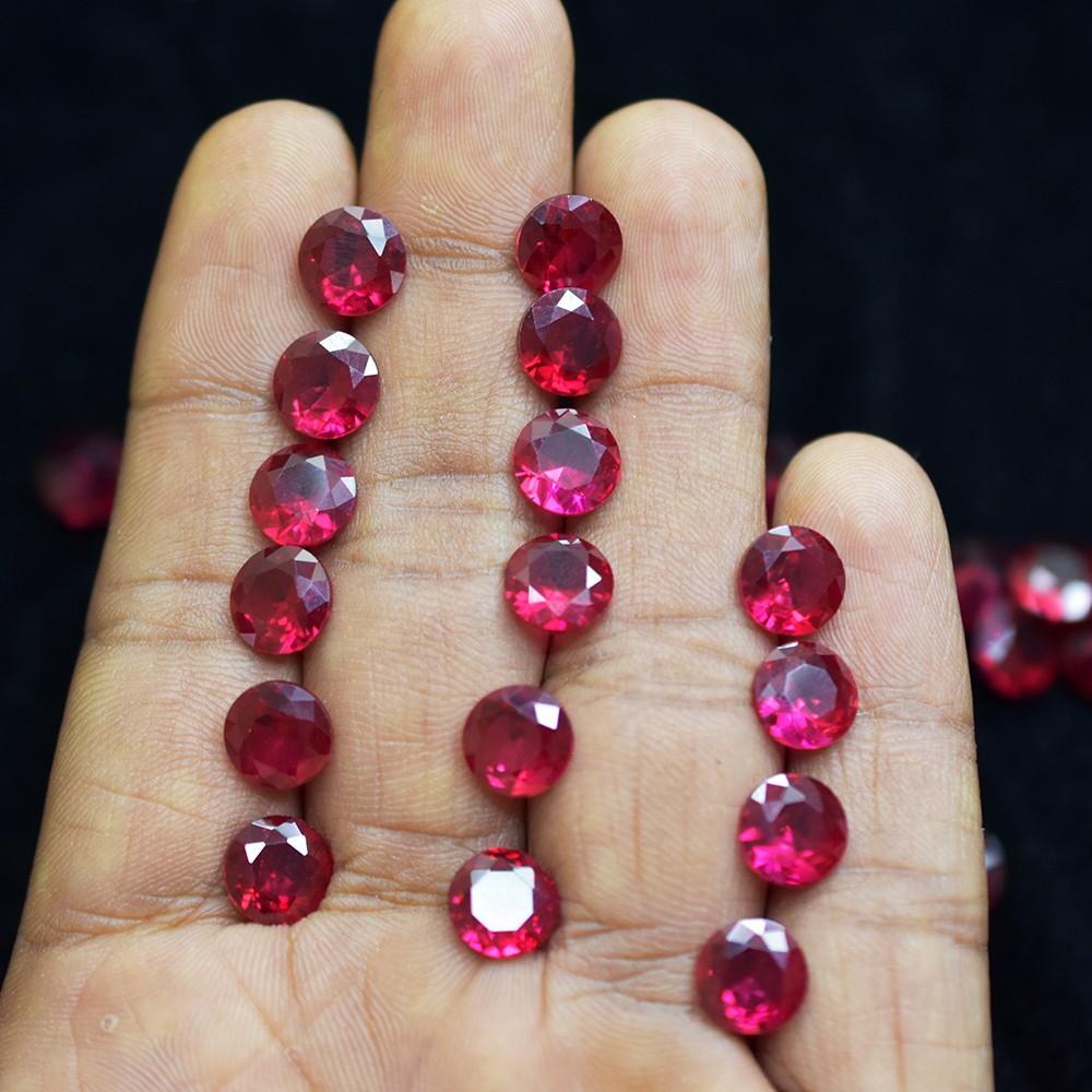 18 Pcs Natural Red Ruby Round Cut 5×5 mm Lot Burmese Certified Loose Gemstone