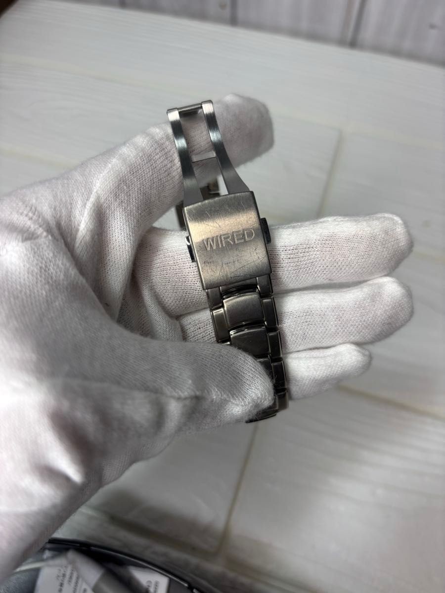 Seiko Wired 7T92-0ER0 Titanium Chronograph Blue Watch