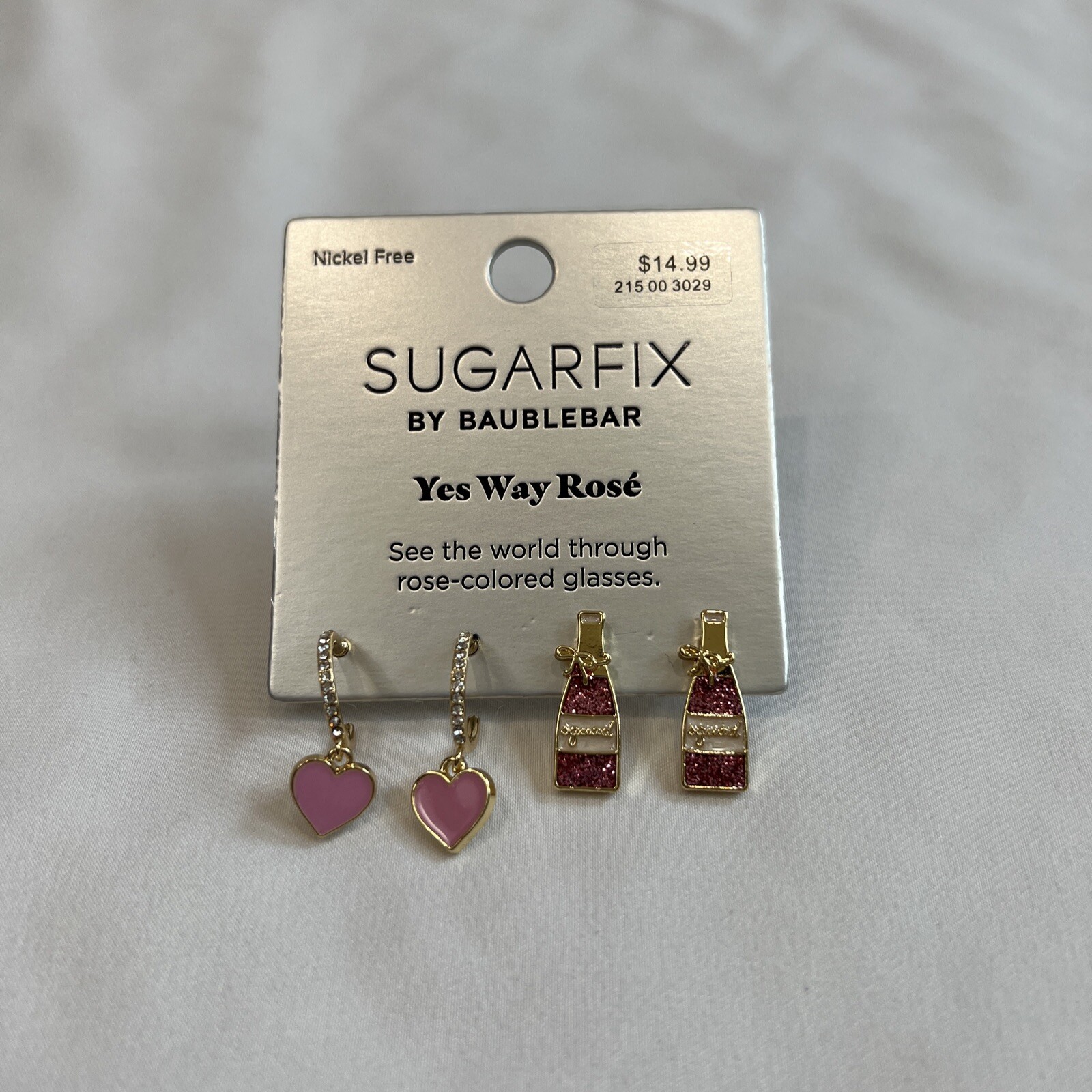 Sugarfix by Baublebar Yes Way Rose Duo Earrings Heart Huggies Rose Bottle Studs
