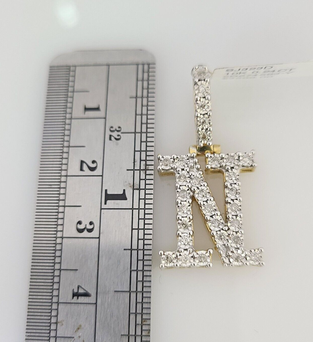 10k Initial ” N ” Diamond Pendant Charm Yellow Gold Alphabet Men’s Ladies
