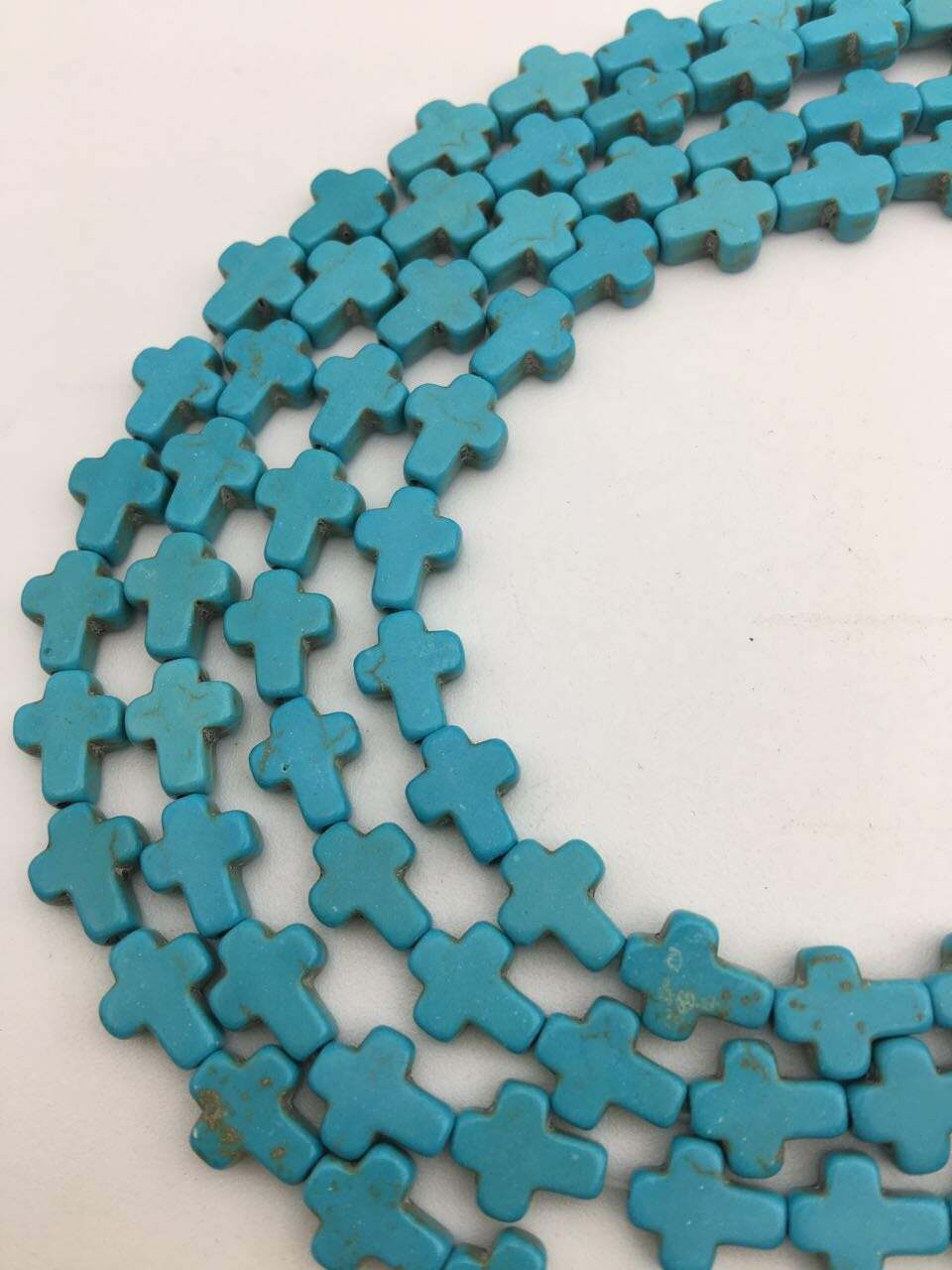 Blue or White Howlite Turquoise Cross Beads 12x16mm 15.5″ Strand