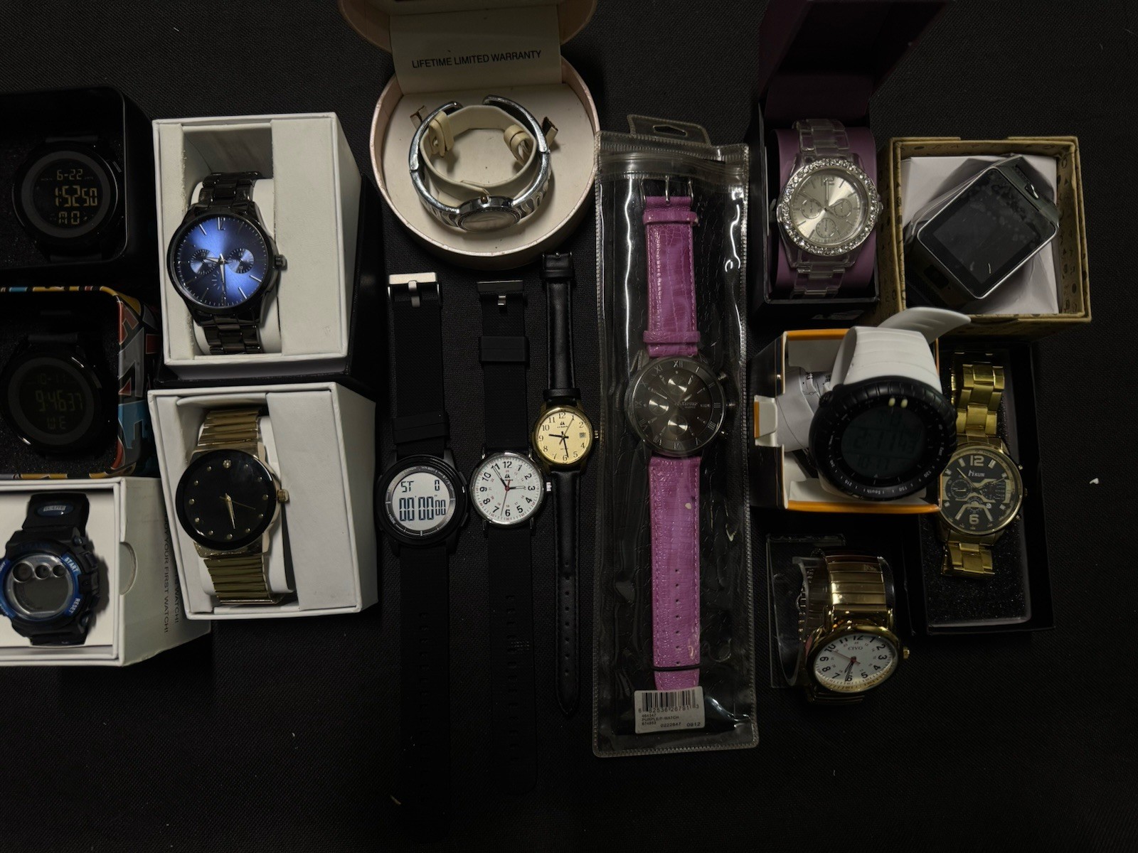Lenovo & Hkun Mixed Lot of Unisex Adult Wristwatches Analog/Digital w/ Boxes