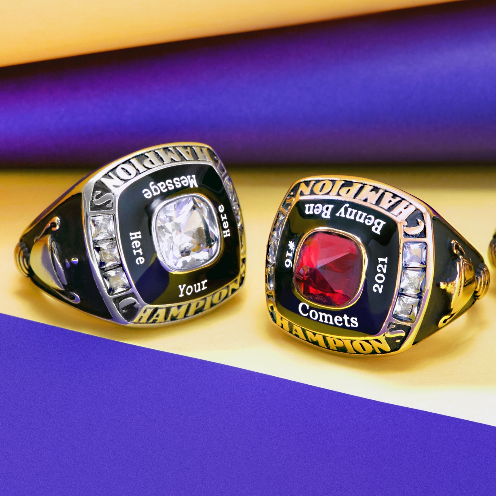 Custom Text and Color Championship Ring – Football, baseball, basketball, esport