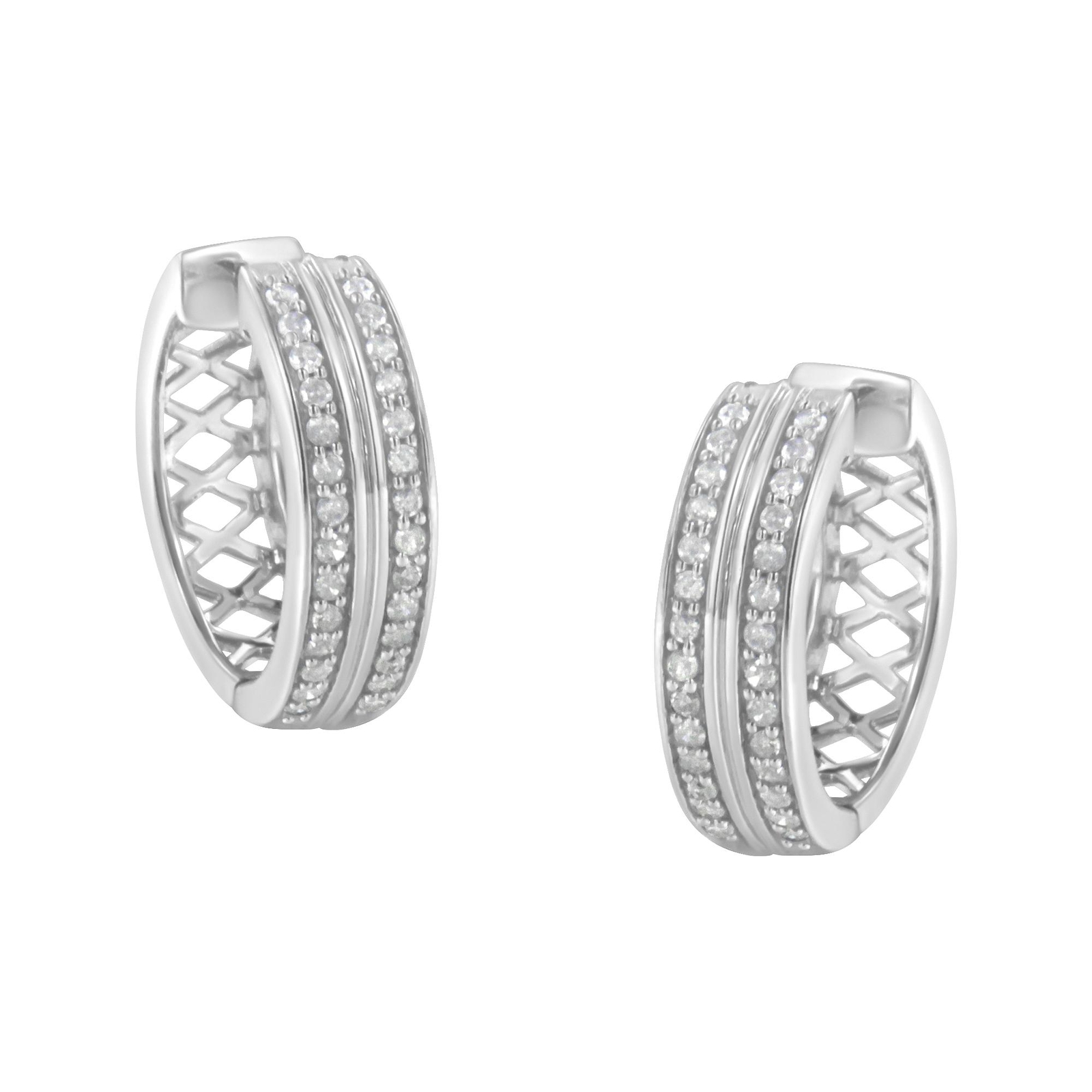 1/2 Cttw Diamond 10K White Gold Hoop Earrings