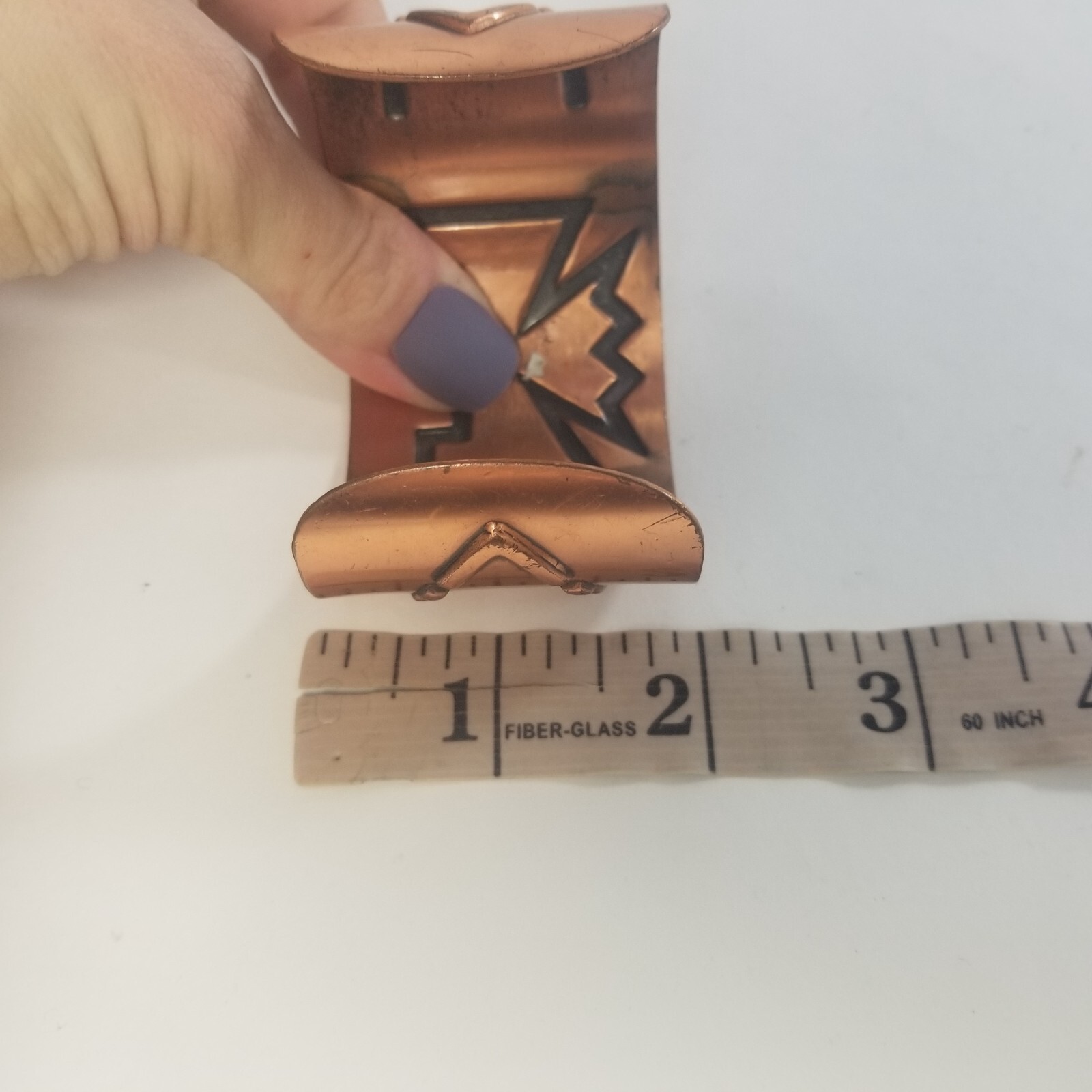 Vintage Wide Copper Cuff Bracelet Native American Thunderbird