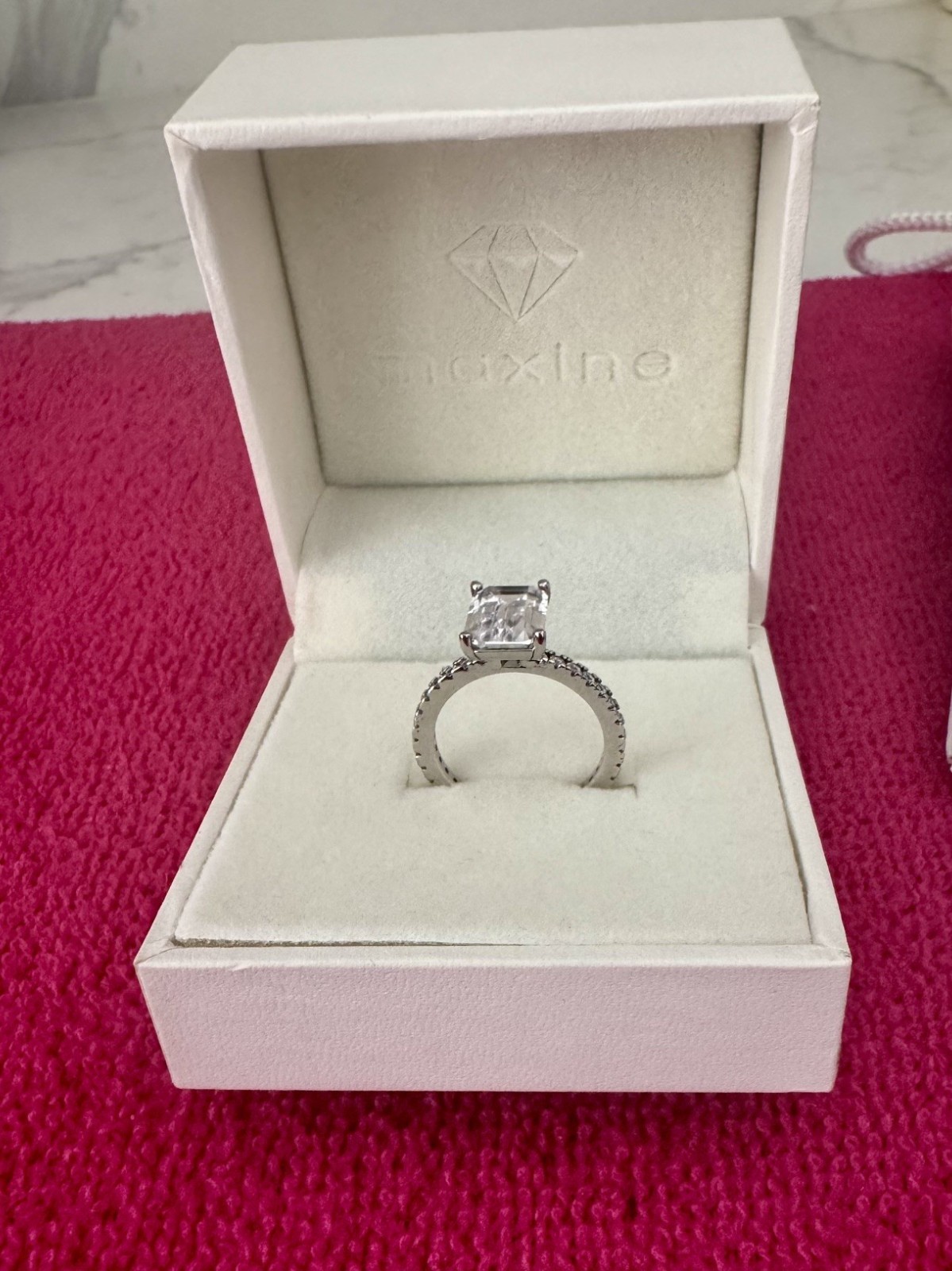 Maxine 3.5 Carat Emerald Cut Simulated Diamond Engagement Ring Size 6