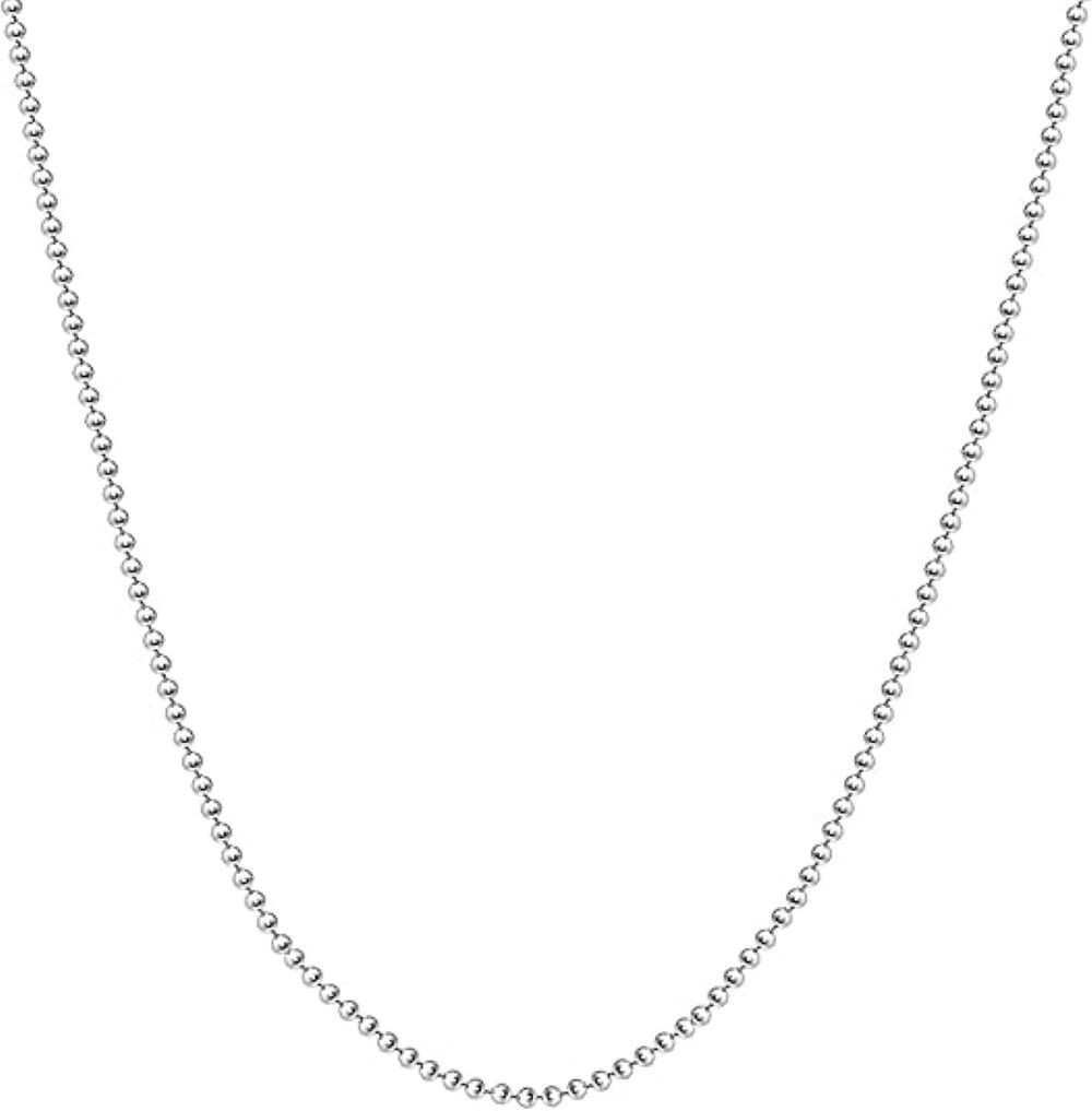 Italian Made 925 Sterling Silver 1.5MM Bead Ball Chain Necklace 14″-36″