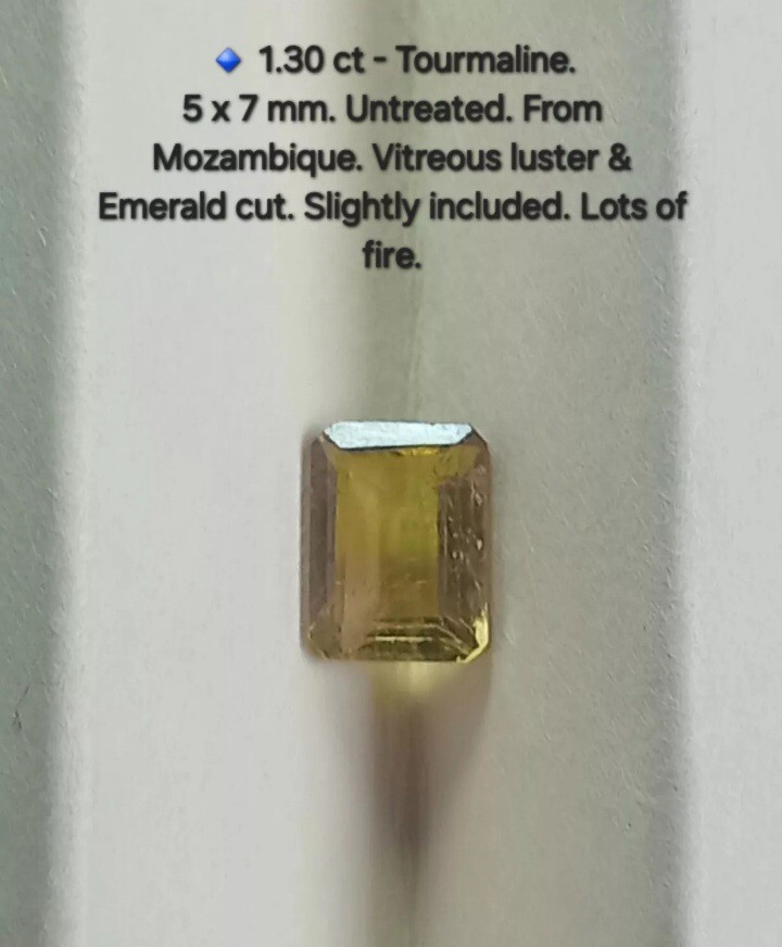 🔹 1.30ct Emerald Cut Tourmaline. Untreated, Slightly Included. 7 x 5 mm approx.