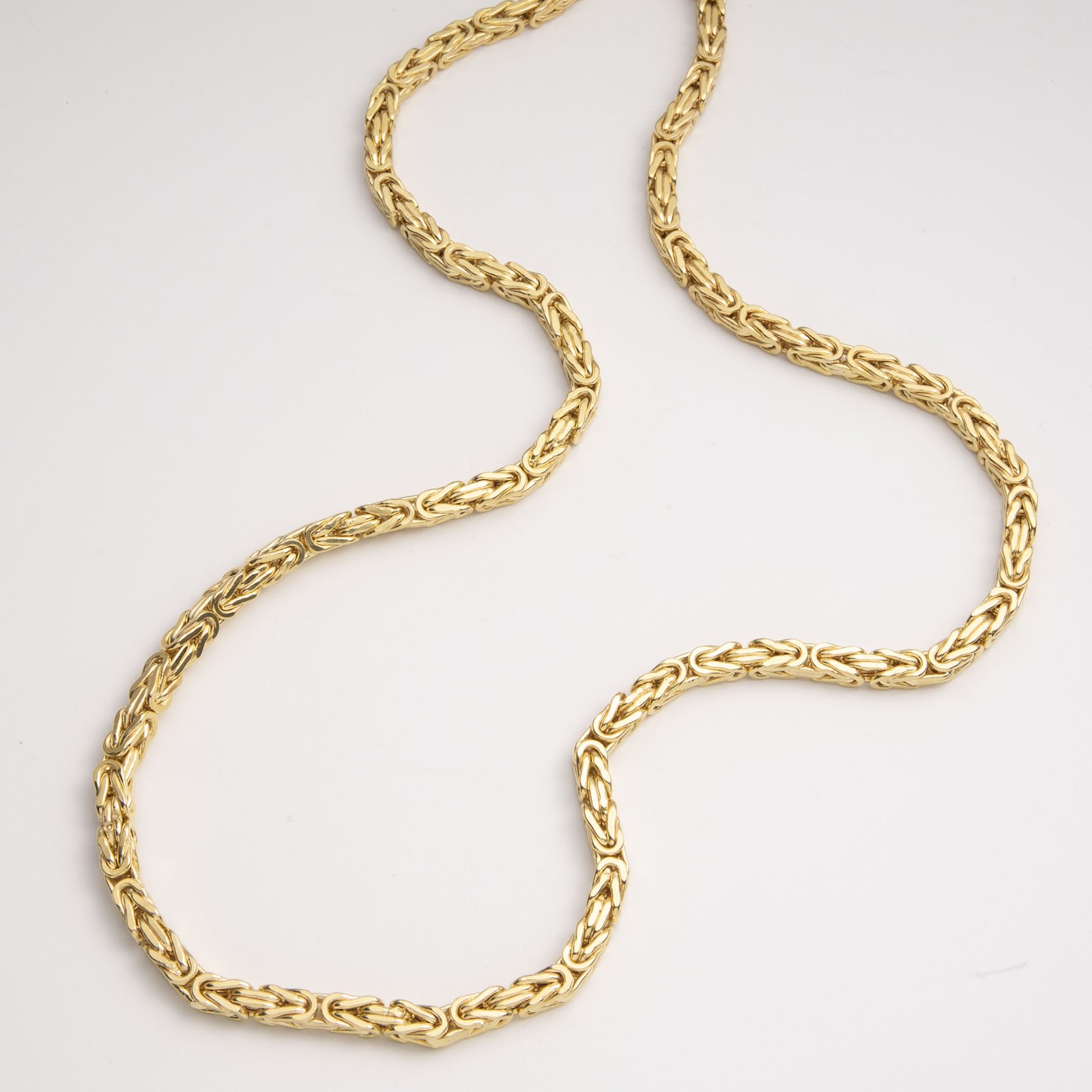 14K Yellow Gold Square Byzantine Link Chain Necklace All Sizes
