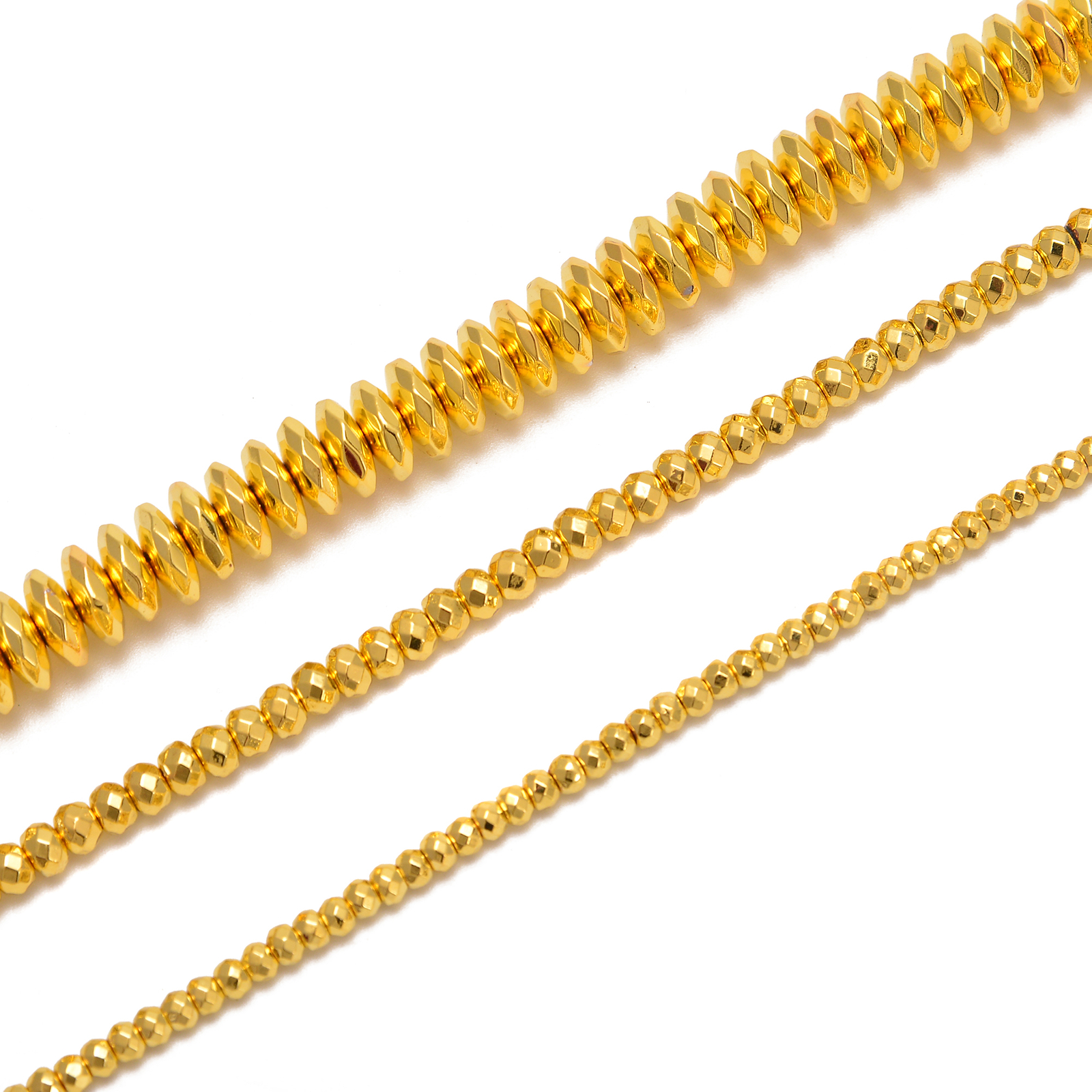 Titanium Bright Gold Hematite Faceted Rondelle Beads 3mm 4mm 6mm 8mm 15.5” Str