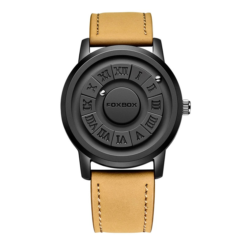FOXBOX Man Watch Brand Creative Stainless Steel Band Scrolling Beads Quartz Wat