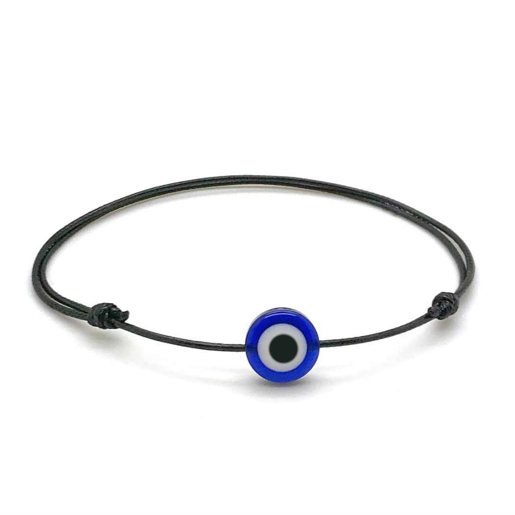 EVIL EYE BRACELET Black String Surfer Good Luck Protection Blue Men Women Adjust