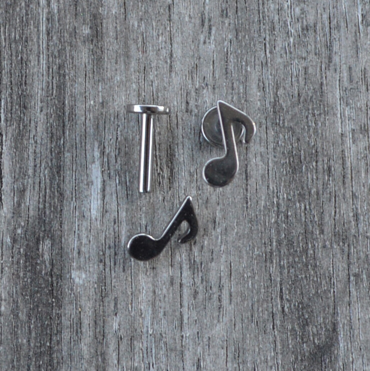 16g Solid Titanium Music Note Tragus Labret Forward Helix Ear Earring Stud